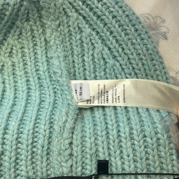 Acne Studios Mint Green Face Patch Beanie - Picture 4 of 5